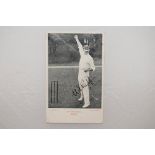 Albert Edward Relf. Sussex & England 1900-1921. Mono postcard of Relf, full length, in cricket