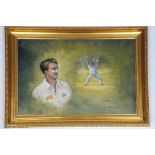 Dominic Cork. Derbyshire & England. Large original oil painting by Jack Russell, titled ‘Corkie’,