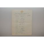 Australia tour to England 1961. Official autograph sheet signed by seventeen members of the