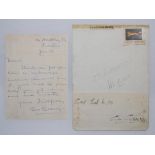 George Geary. Leicestershire & England 1912-1938. Handwritten note in ink laid down to paper