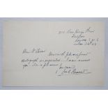 Leonard Charles Braund. Surrey, Somerset, London County & England 1896-1920. Handwritten note in ink