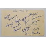 South Africa 1951. Album page signed by fifteen members of the touring party to England.