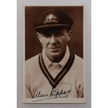 Alan Falconer Kippax. New South Wales & Australia 1918-1936. Sepia plain back postcard of Kippax,