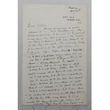 R.D. Walker (Middlesex. 45 matches, 1861-65). Excellent two page handwritten letter with good