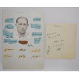 Sussex C.C.C. c1946. Page with sixteen signatures on pieces laid down surrounding a printed