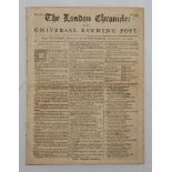 The London Chronicle'. Early and original 'tabloid' size eight page newspaper for 8th to 10th August