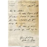 Walter William Read, Surrey & England 1873-97. One page handwritten letter, on W.W. Read & Co,
