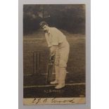 Cecil Wood. Leicestershire 1896-1923. Mono real photograph postcard of Wood, in batting pose and