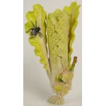 Early 20th Century Chinese Carved Polychromed Ivory Group "Cabbage With Flowers and Insects"