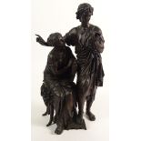 19/20th Century Classical Bronze Figural Group. "Man and Woman". Unsigned. Dark Brown Patina. Good