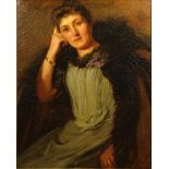 Large Late 19th Century Oil on Canvas "Portrait of a Lady" Signed (illegible) and Dated 98 Lower