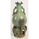 Chinese Jin Dynasty Junyao Altar Vase. Unsigned. Restorations to Neck, Hairline Cracks. Measures