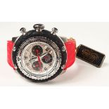 New with Tags Glam Rock Stainless Steel Chronograph Watch with Silicone Bezel and Strap,