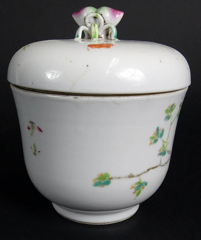 Chinese Republic Period Famille Rose Porcelain Covered Jar with Peach Finial. Four Character Mark to - Image 3 of 9