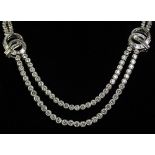 Fine Quality Lady's approx. 16.50 Carat Round and Baguette Cut Diamond and Platinum Necklace.