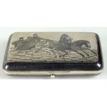 19/20th Century Russian 84 Silver Niello Cigarette Case. Signed 84, Assay Mark and Maker's Mark (