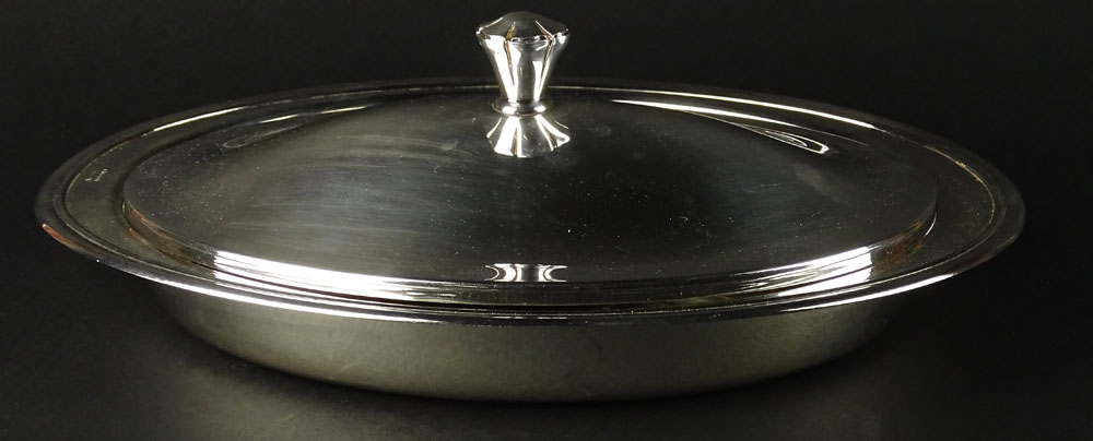 Christofle Silver Plate Large Oval Vegetable Serving Dish with Associated Lid. Original Anti-Tarnish