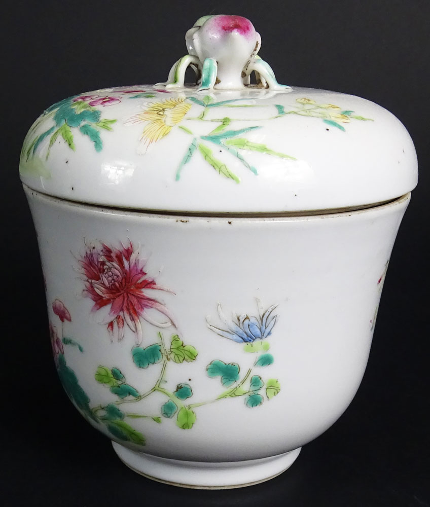 Chinese Republic Period Famille Rose Porcelain Covered Jar with Peach Finial. Four Character Mark to - Image 4 of 9