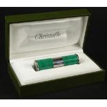 Christofle Silver Plate and Laque de Chine Atomizer. Original Box. Signed Christofle, France,