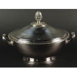 Christofle Silver Plate "Malmaison" Covered Round Serving Bowl. Signed Christofle. Good Condition.