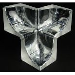 Daum Crystal Abstract Cube Centerpiece. Signed Daum France. Small Chip on One Corner or in Good