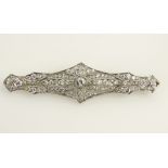 Art Deco Diamond and Platinum Brooch. Diamonds G-H Color, VS Clarity. Unsigned. Good Condition or