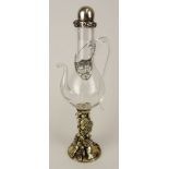 Judaica Silver Mounted Grape Crystal Wine Decanter, with Crystal and Silver Grapes Stopper.