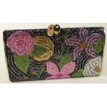 Retro Judith Leiber Crystal Floral Minaudiere Clutch Evening Bag. Gold Lame Interior with Gold