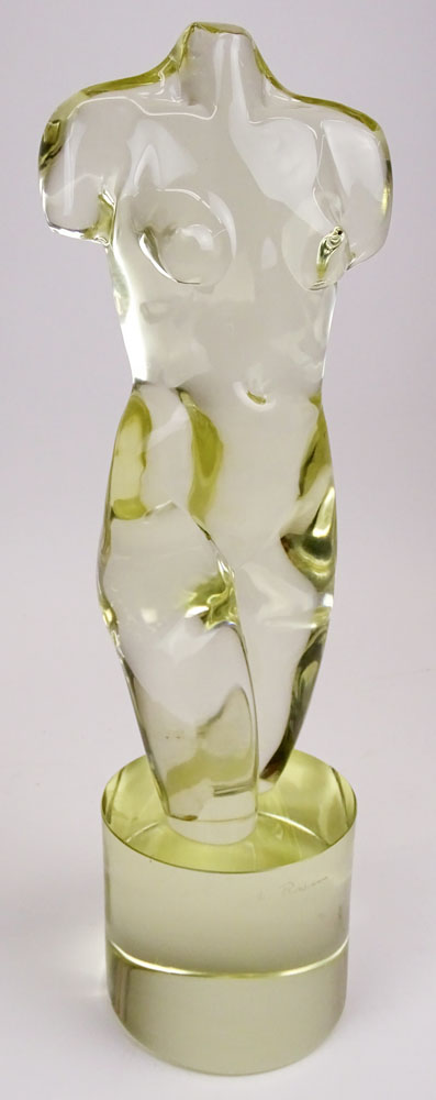 Loredano Rosin, Italian (1936-1991) Glass Sculpture, Nude. Etched Signature to base. Good