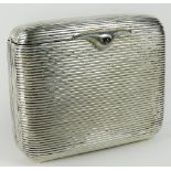 Early 20th Century German 900 Silver Accordion Cigarette Case with Cabochon Sapphire to Clasp.