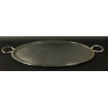 Christofle Silver Plate "Albi" Oval Tray With Handles. Signed Christofle France. Good Condition.