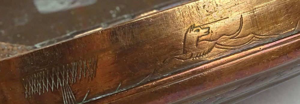 18/19th Century Dutch Engraved Copper Tobacco Box. Old Repairs/Losses to Hinge. Good Antique - Image 5 of 5