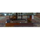 Paul Evans Skyscraper Chrome and Brass Coffee Table with Glass Top. Unsigned. Surface Dents and