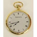 Tiffany & Co 18 Karat Yellow Gold Pocket Watch with Quartz Movement and Box. Surface Wear. Not