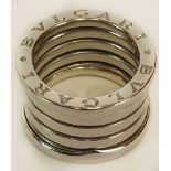 Bulgari 18 Karat White Gold B.Zero1 Five Band Ring. Signed Bulgari, 750, Italy. Ring Size 5. Very