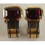 Pair of Lady's Vintage Cartier 18 Karat Yellow Gold, Sterling Silver and Garnet Earrings. Signed.