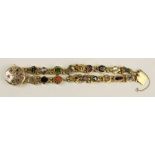 Lady's Vintage 14 Karat Yellow Gold and Multi-stone Double Row Slide Bracelet. Stones Include: