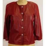 From a Palm Beach Socialite, A Retro Chanel "Bordeaux" Lambskin Leather Jacket. New With Tags (