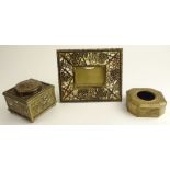 Lot of Three (3) Tiffany Studios Bronze Desk Set Pieces. The Lot includes an Inkwell and Picture