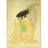 Albert Hirschfeld, American (1903-2003) Color Lithograph "Kabuki Theater, Fuji" Pencil Signed