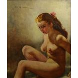 Pal Fried, American- Hungarian (1893-1976) Oil on Canvas, "Nude". Signed Upper Left. A Few Surface