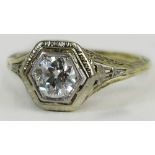 Lady's antique approx. .68 carat old European cut diamond, platinum and 14 karat gold ring.