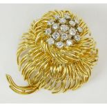 Lady's vintage approx. 2.0 carat round cut diamond and 18 karat yellow gold brooch. Diamonds H-I