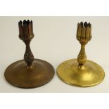 Lot of Two (2) Antique Tiffany Studios Bronze "Pinecone" Stem Vase Bases. One in Gilt Bronze, One