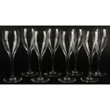 Set of eight (8) Baccarat St Remy Crystal Champagne Flutes. Signed with Baccarat (logo) Good