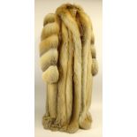 Beautiful Golden Long Island Full Length Fox Fur Coat. Full pelts with suede spacers. Fully lined.