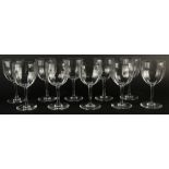 Set of ten (10) Baccarat Montaigne-Optic Claret Glasses. Signed with Baccarat (logo). Measures 5-3/4