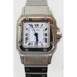 Lady's Cartier Santos Stainless Steel Swiss Quartz Movement Watch. Case Measures 23.5mm. Very Good