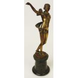 Early 20th Century Art Nouveau Bronze 'Fairy' on Marble Plinth. Unsigned. Rubbing to Patina