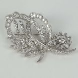 Lady's Retro Approx. 3.0 Carat Multi Cut Diamond and Platinum Pendant/Brooch. Diamonds F-G color,